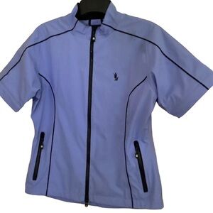 Foot Joy blue full zip up short sleeve with pockets Sz M